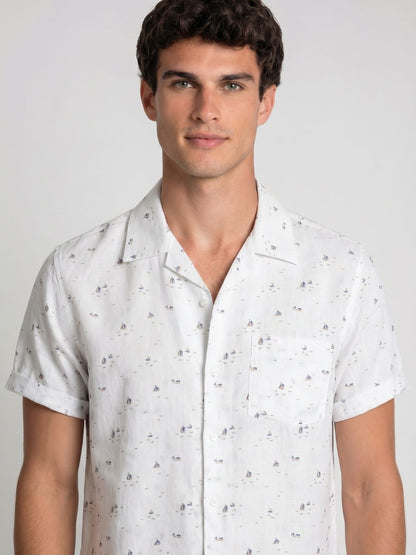 Mokajodi White Slim Fit Printed Casual Shirt