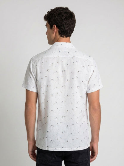Mokajodi White Slim Fit Printed Casual Shirt