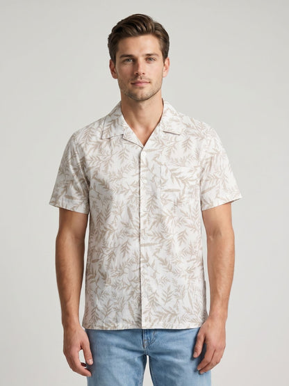 Mokajodi White Boxy Fit Printed Casual Shirt