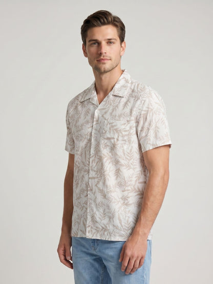 Mokajodi White Boxy Fit Printed Casual Shirt