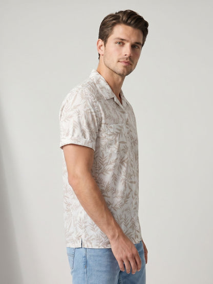 Mokajodi White Boxy Fit Printed Casual Shirt