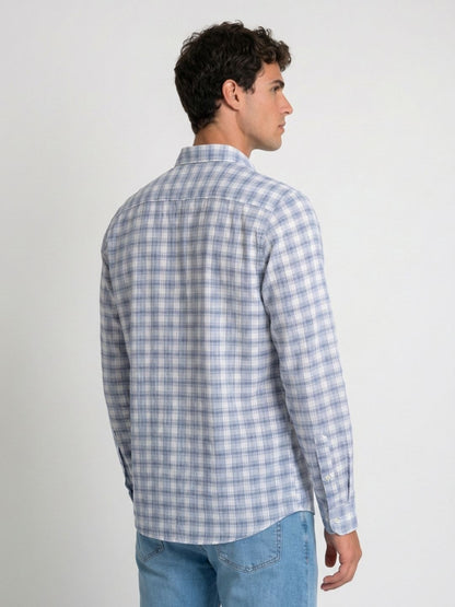 Mokajodi Blue Slim Fit Checks Casual Shirt