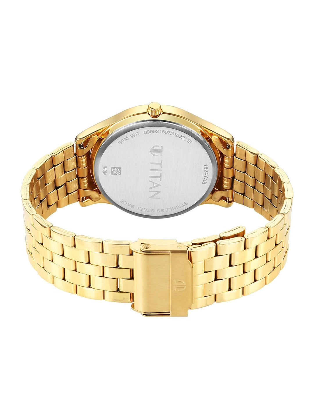 Titan Brass Dial & Stainless Steel Bracelet Style Strap Analogue Watch - 1824YM02