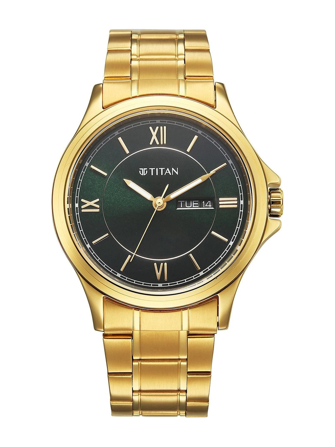Titan Neo Arabic Quartz Brass Dial & Stainless Steel Strap Analogue Watch - 1870YM01