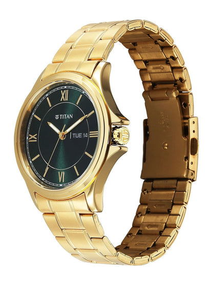 Titan Neo Arabic Quartz Brass Dial & Stainless Steel Strap Analogue Watch - 1870YM01
