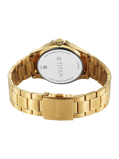 Titan Neo Arabic Quartz Brass Dial & Stainless Steel Strap Analogue Watch - 1870YM01