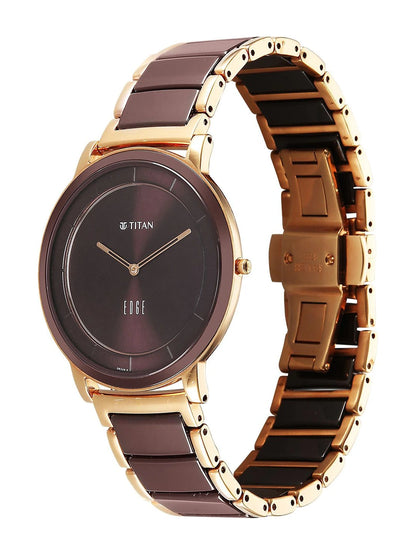 Titan Edge Melange Quartz Round Dial Watch - 1878KD08