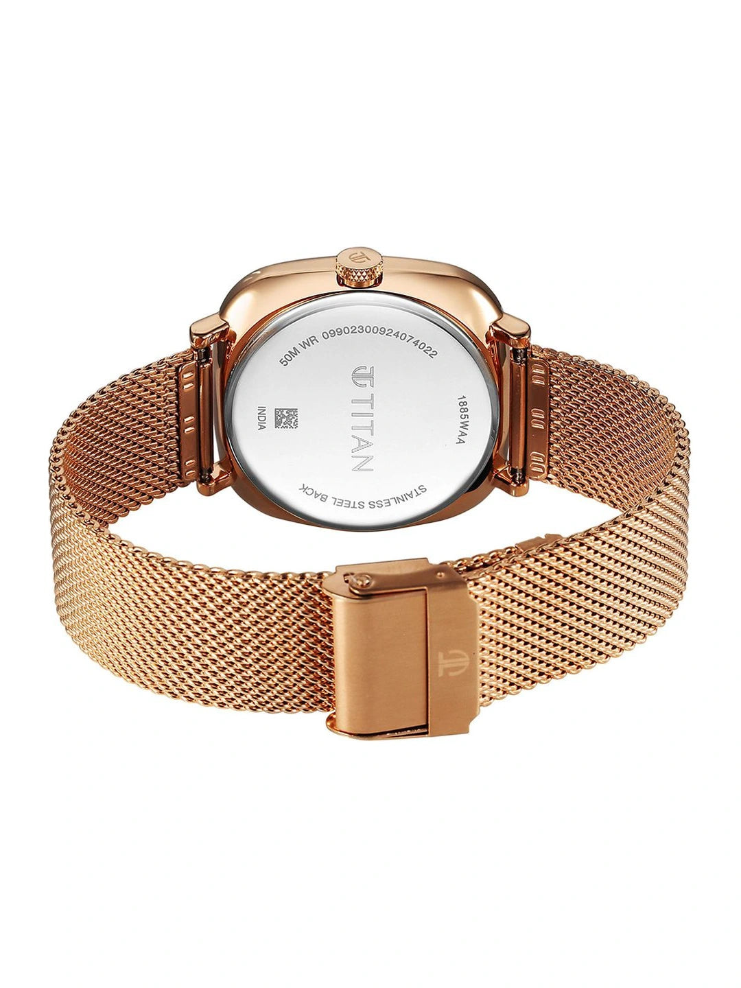 Titan Brass Dial & Stainless Steel Bracelet Style Strap Analogue Watch - 1885WM01