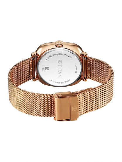Titan Brass Dial & Stainless Steel Bracelet Style Strap Analogue Watch - 1885WM01