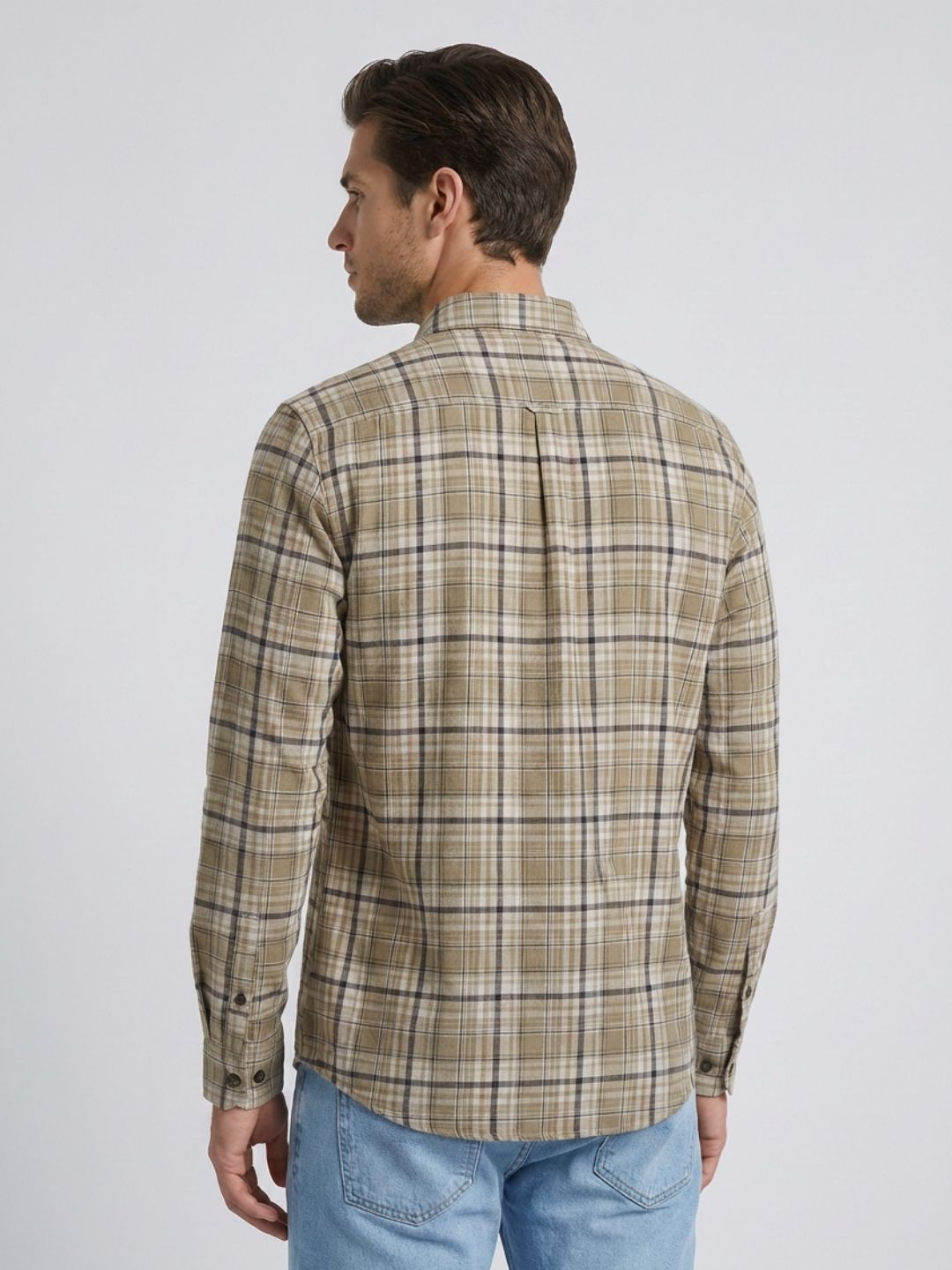 Mokajodi Beige Slim Fit Checks Casual Shirt