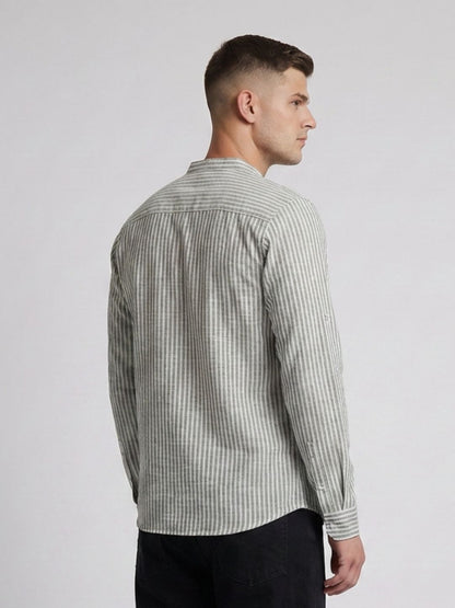 Mokajodi Blue Slim Fit Mandarin Shirt