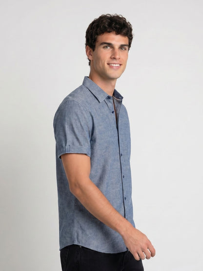 Mokajodi Blue Slim Fit Casual Shirt
