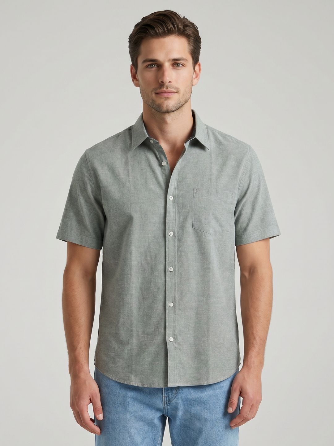 Mokajodi Grey Slim Fit  Casual Shirt