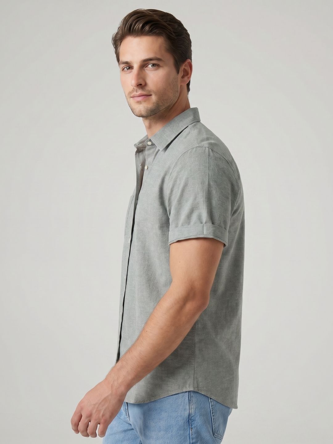 Mokajodi Grey Slim Fit  Casual Shirt