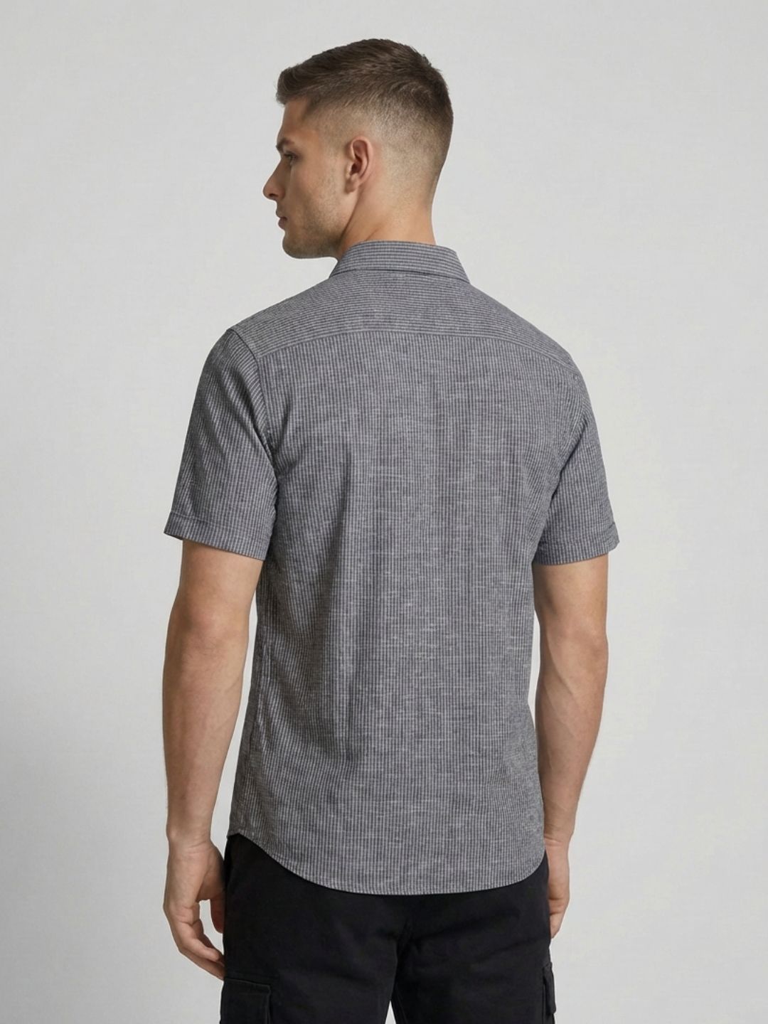 Mokajodi Grey  Slim Fit  Striped Casual Shirt