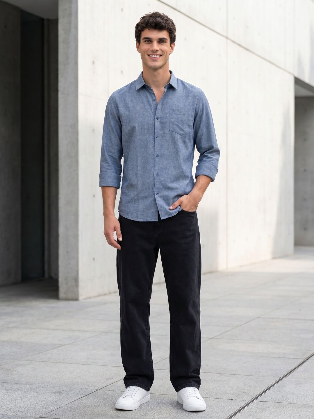 Mokajodi Blue Slim Fit  Casual Shirt