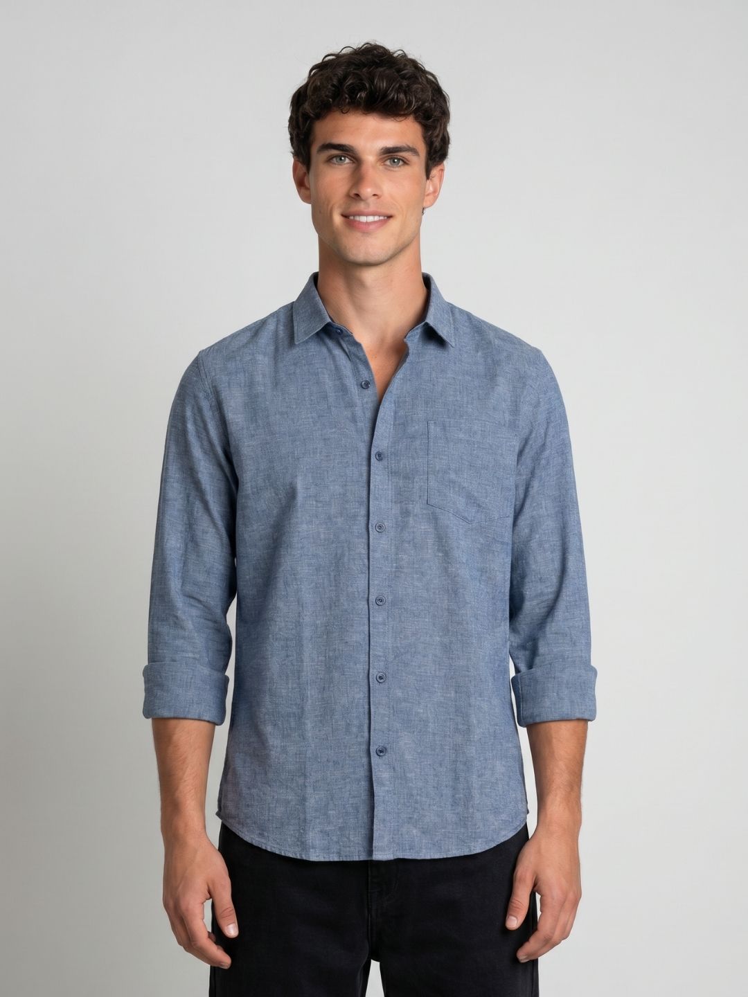 Mokajodi Blue Slim Fit  Casual Shirt