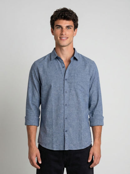 Mokajodi Blue Slim Fit  Casual Shirt