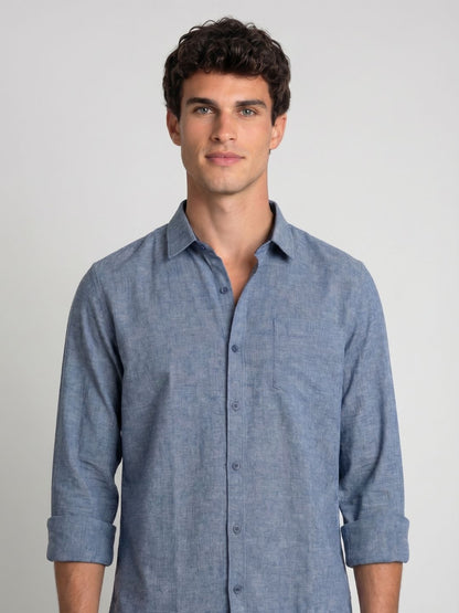Mokajodi Blue Slim Fit  Casual Shirt