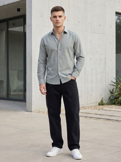 Mokajodi Grey Slim Fit  Casual Shirt