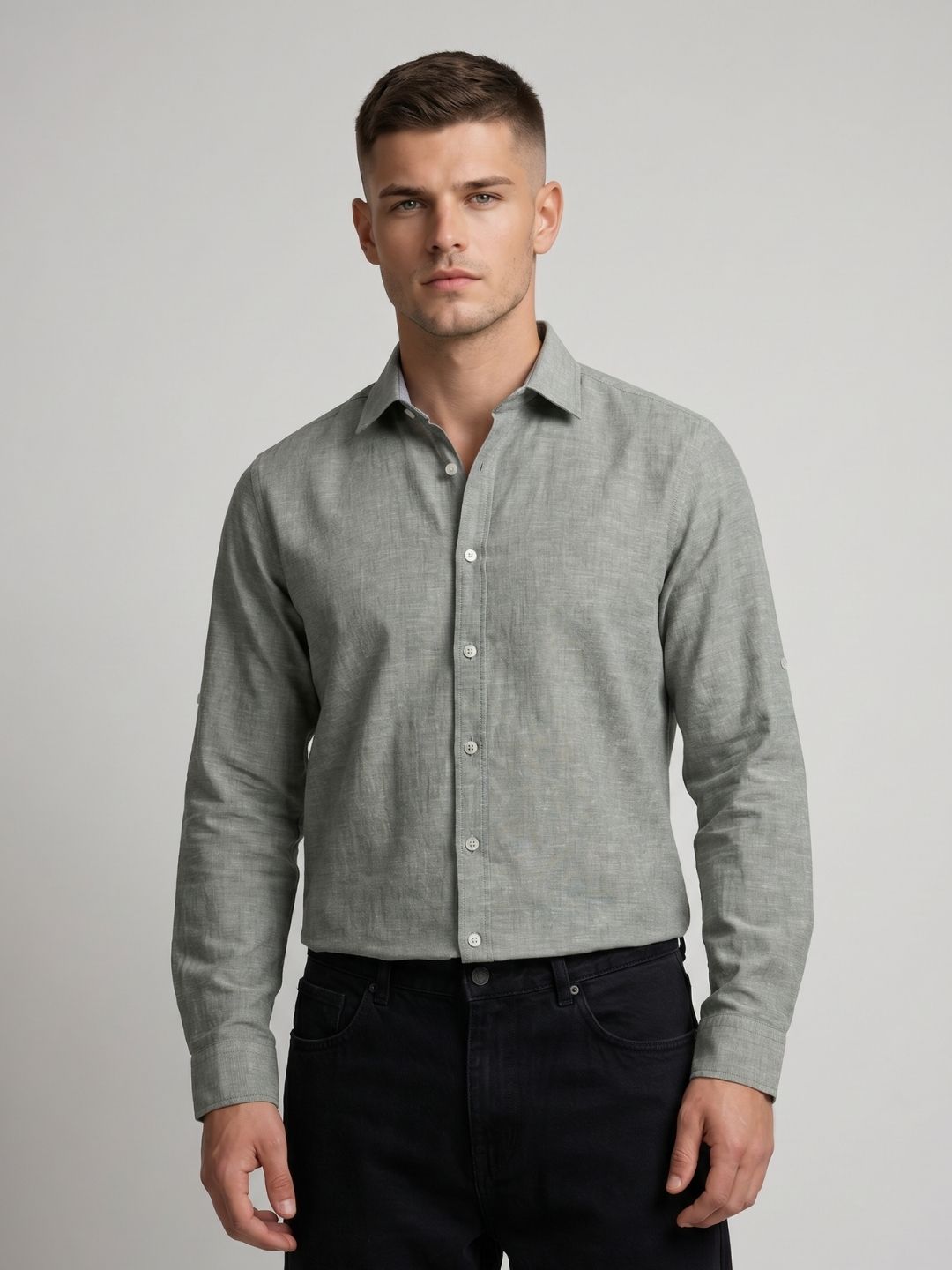 Mokajodi Grey Slim Fit  Casual Shirt