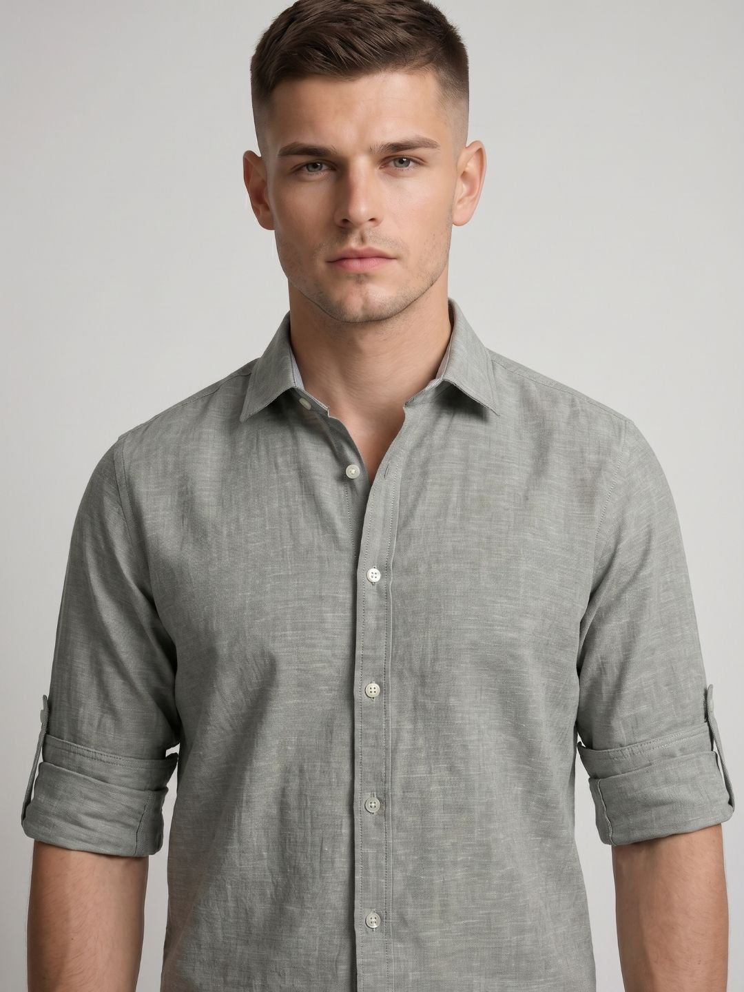 Mokajodi Grey Slim Fit  Casual Shirt