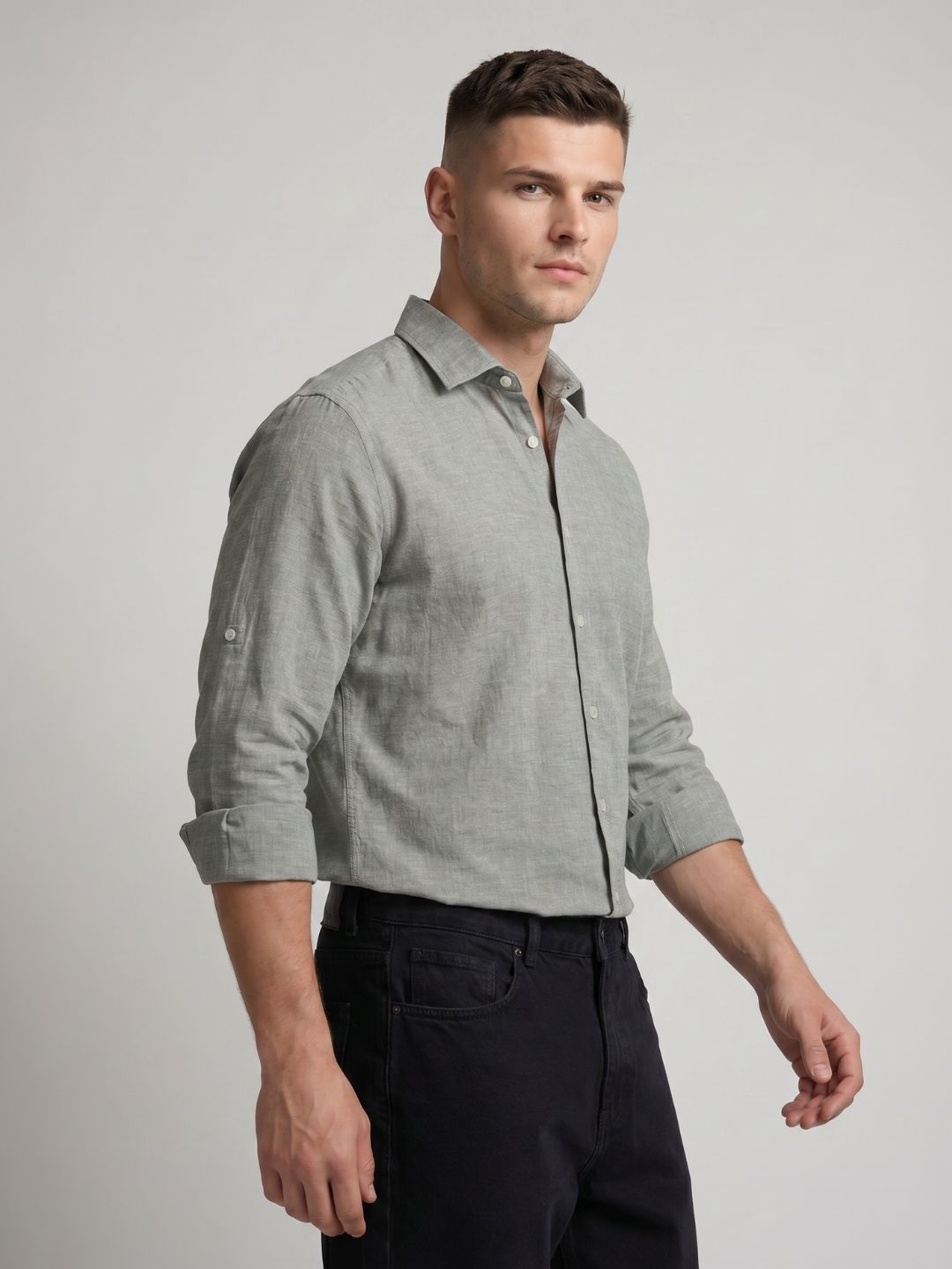Mokajodi Grey Slim Fit  Casual Shirt