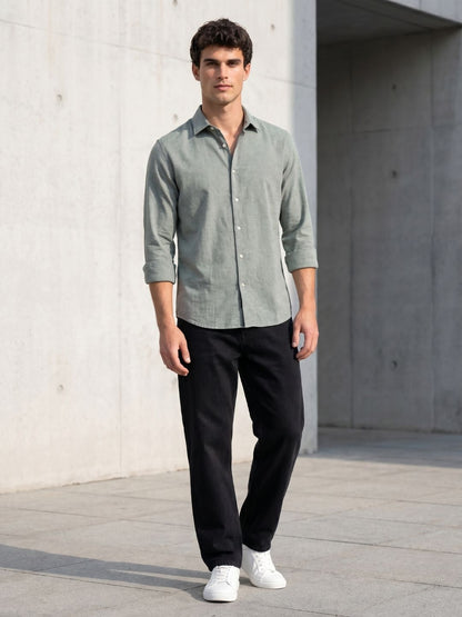 Mokajodi Olive Slim Fit  Casual Shirt