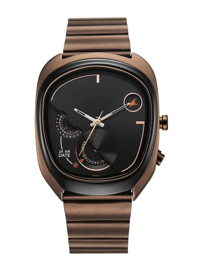 Fastrack UFO Quartz Multifunction Black Dial Stainless Steel Strap Watch - 3327KM01