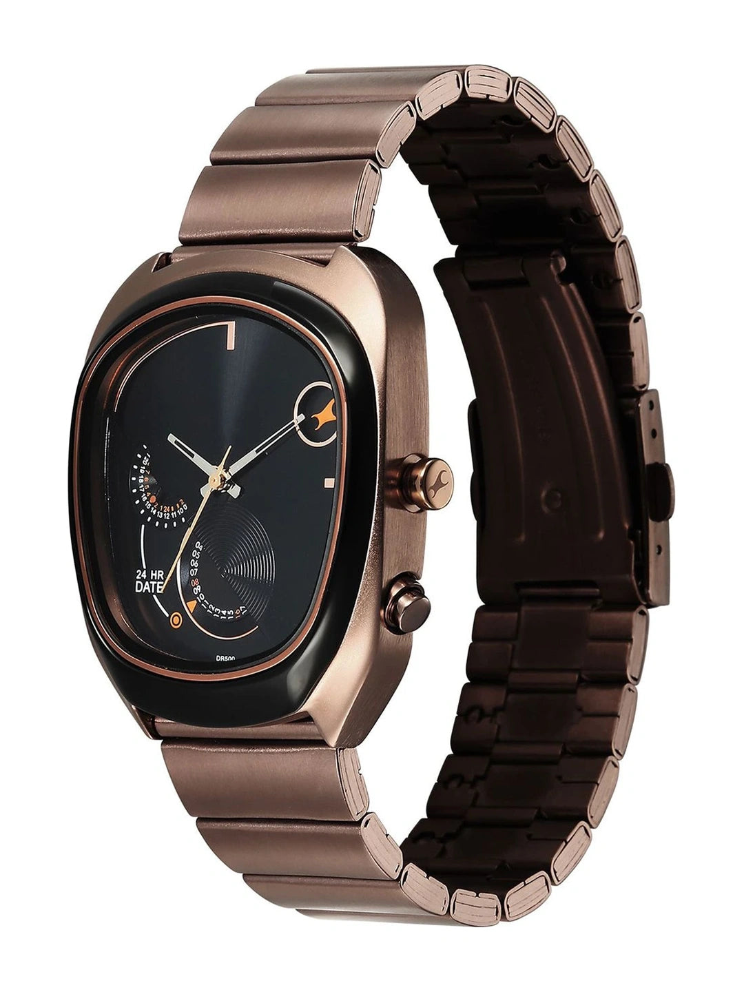 Fastrack UFO Quartz Multifunction Black Dial Stainless Steel Strap Watch - 3327KM01