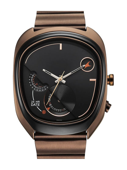 Fastrack UFO Quartz Multifunction Black Dial Stainless Steel Strap Watch - 3327KM01
