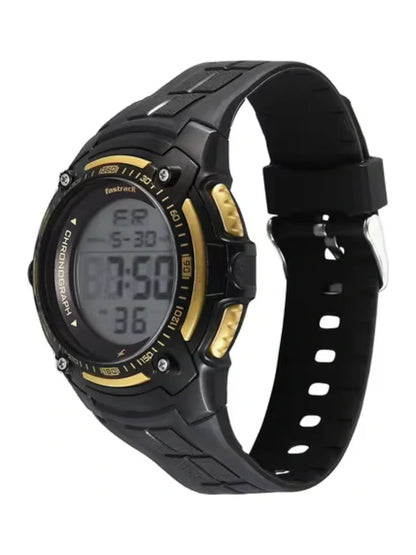 Fastrack Round Black Dial Digital Watch With Polyether Strap  - 38128PP02W