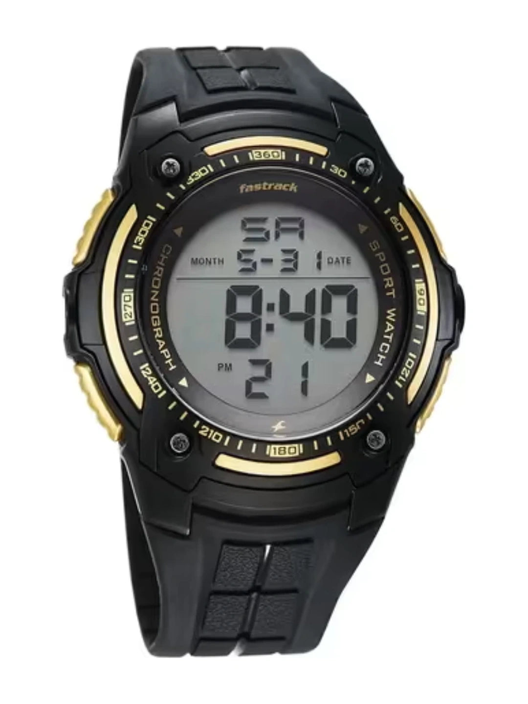 Fastrack Round Black Dial Digital Watch With Polyether Strap  - 38128PP02W