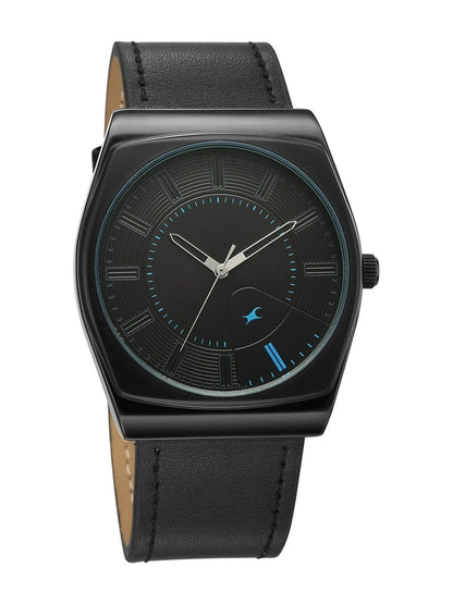 Fastrack Stunners Quartz Analog Black Dial Black Leather Strap Watch - 38212NL01