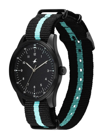 Fastrack Stunners XI with Quartz Analog Black Dial Black Nylon Strap Watch - 38214NP02
