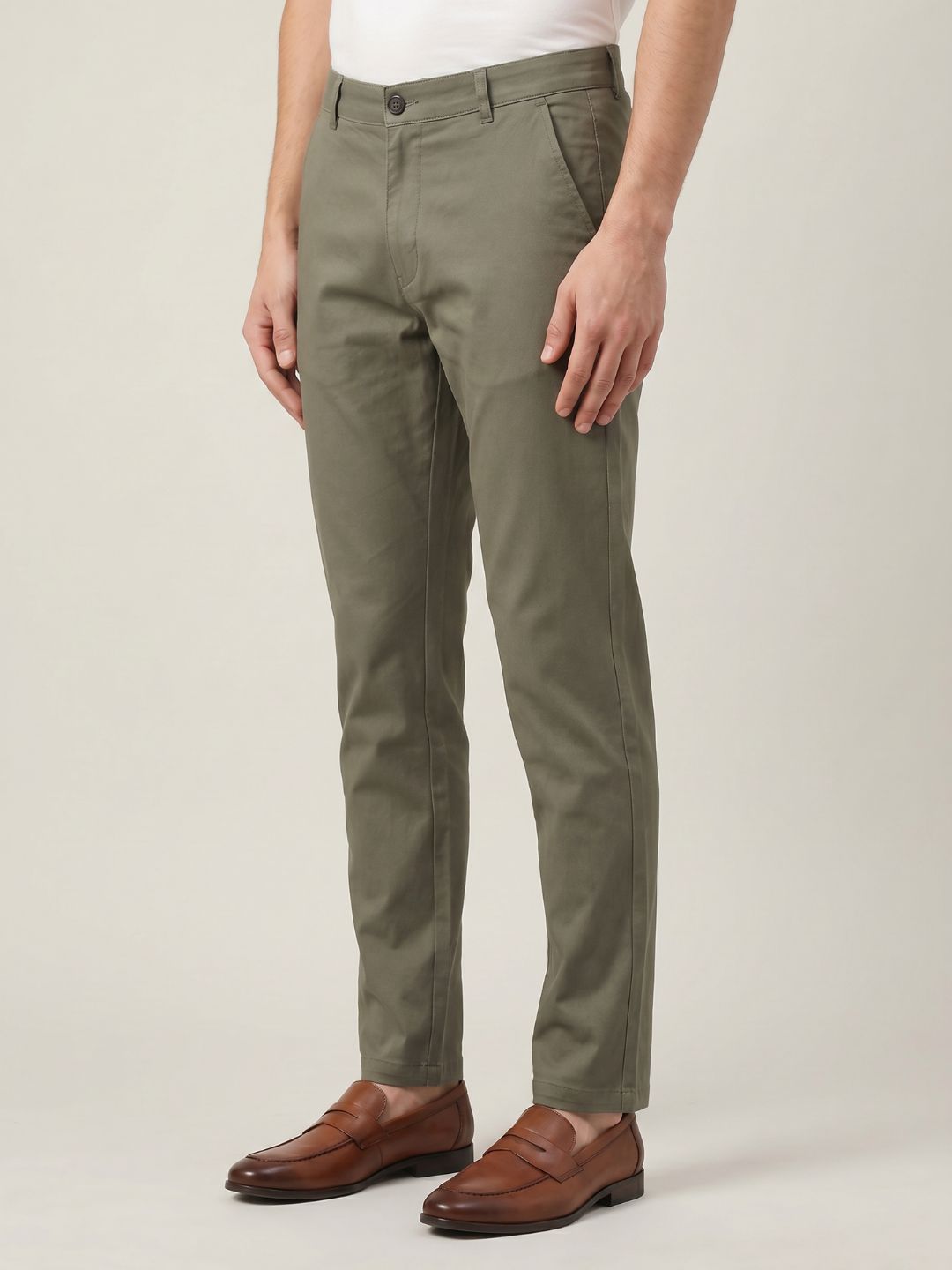 Mokajodi Green Blue Slim Fit Chino Trousers