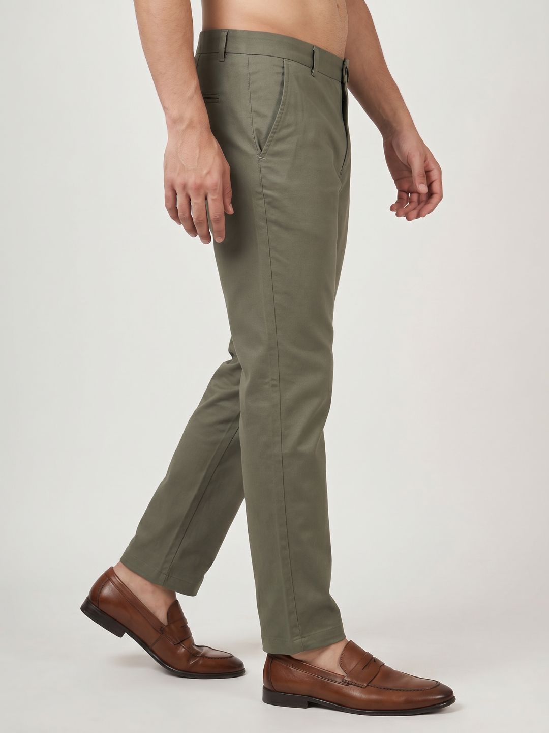 Mokajodi Green Blue Slim Fit Chino Trousers