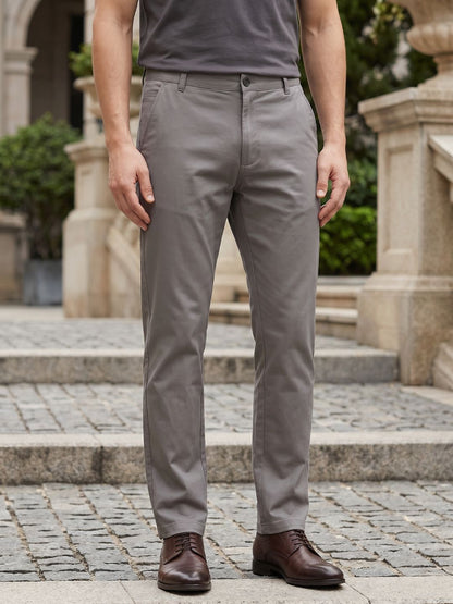 Mokajodi Misty Grey Slim Fit Chino Trousers