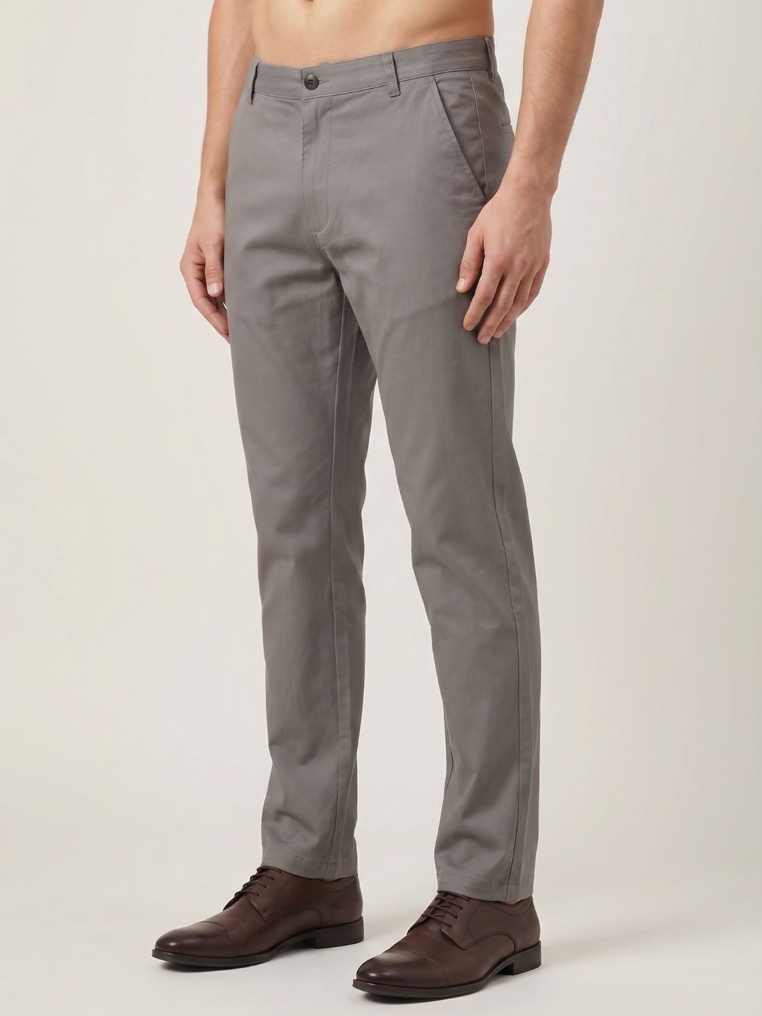 Mokajodi Misty Grey Slim Fit Chino Trousers