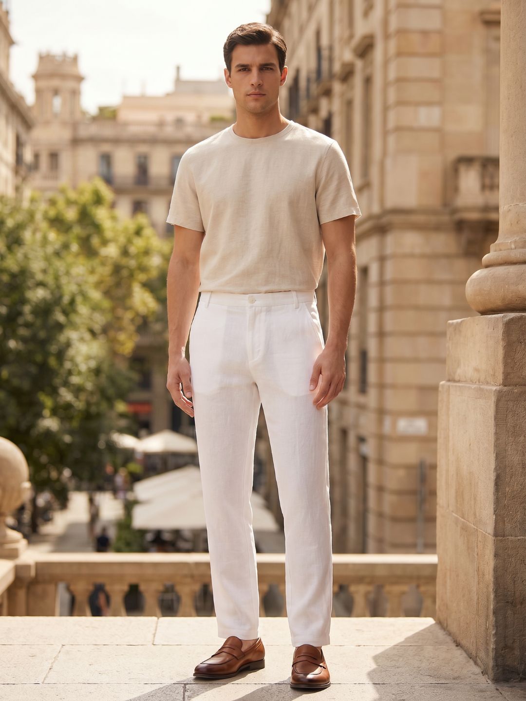 Mokajodi White Regular Fit  Trousers