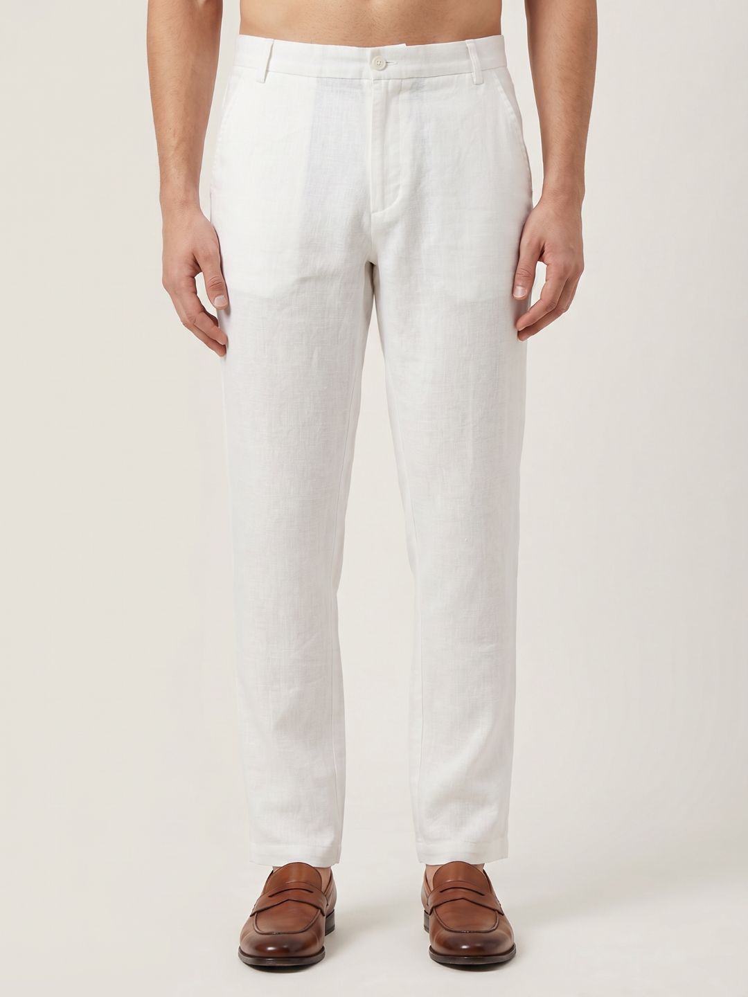 Mokajodi White Regular Fit  Trousers