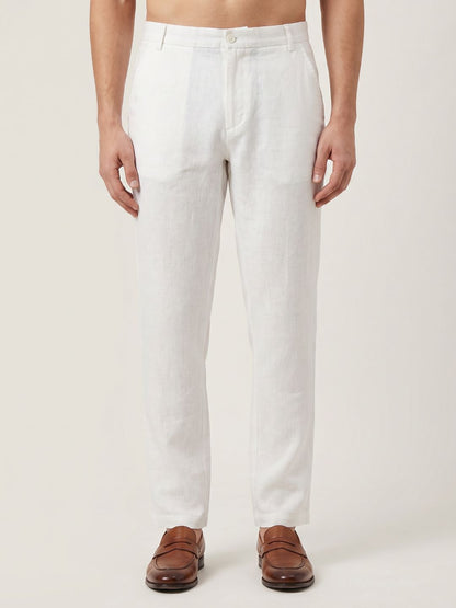 Mokajodi White Regular Fit  Trousers