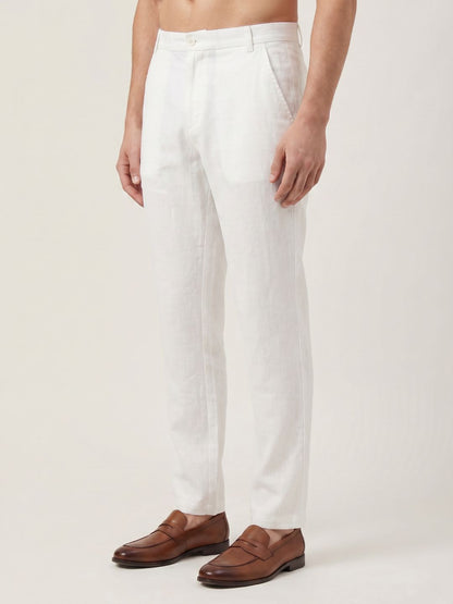 Mokajodi White Regular Fit  Trousers