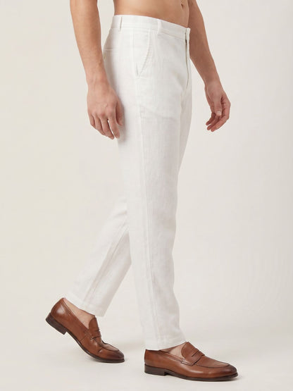 Mokajodi White Regular Fit  Trousers