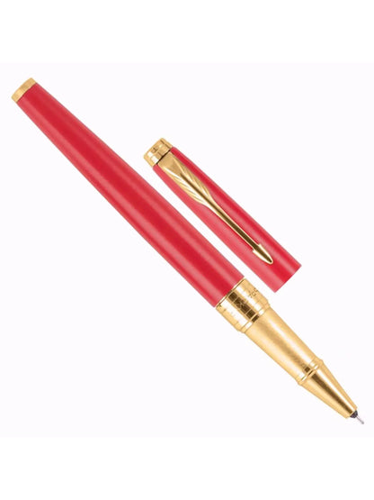 Parker Aster Matte Red Gold Trim Rollerball Pen Medium Nib