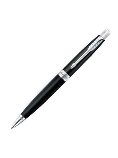 Parker Aster Silver Black Chrome Trim Ballpoint Pen Medium Nib