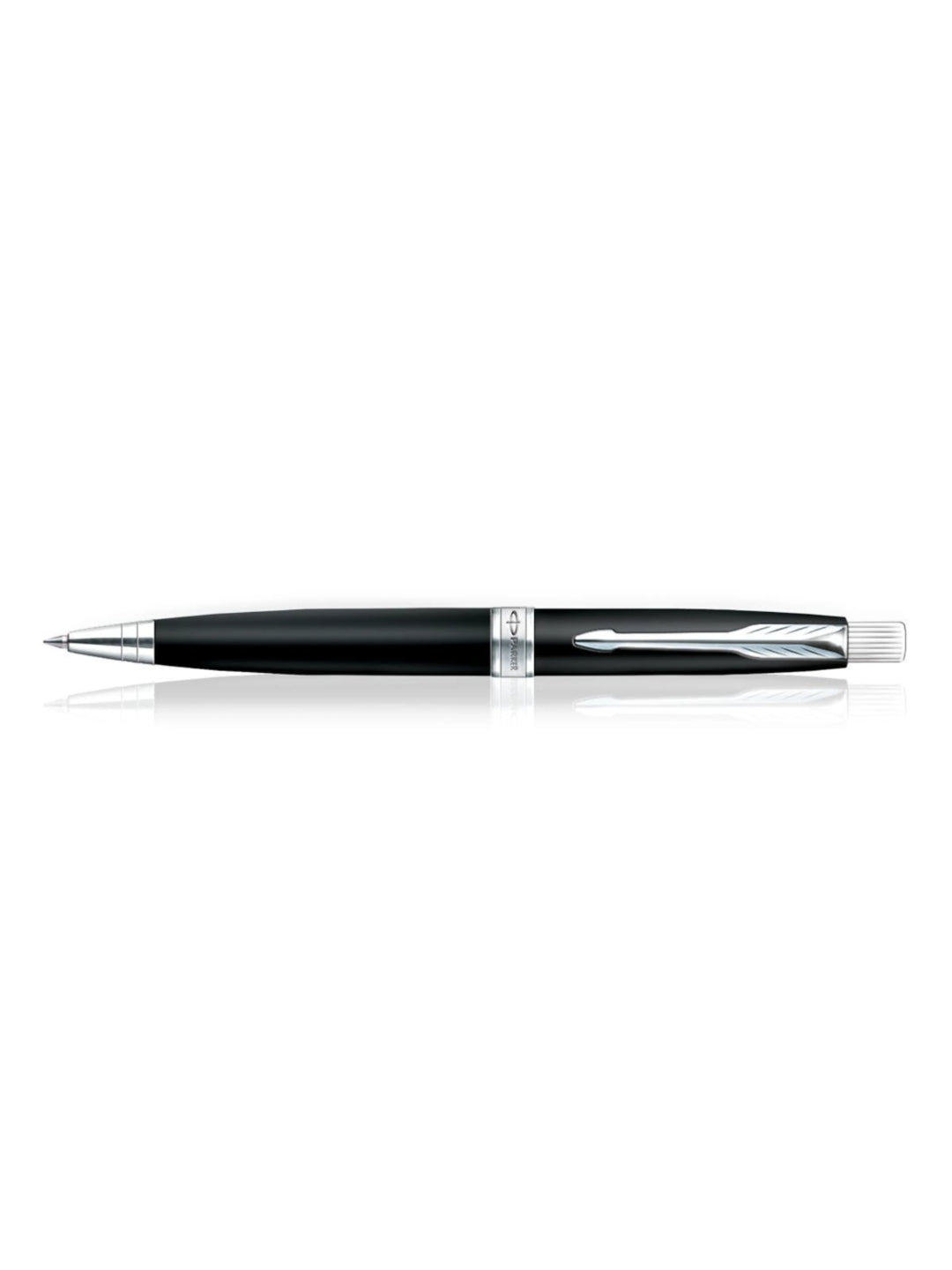 Parker Aster Silver Black Chrome Trim Ballpoint Pen Medium Nib