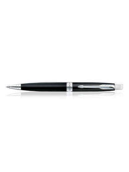 Parker Aster Silver Black Chrome Trim Ballpoint Pen Medium Nib