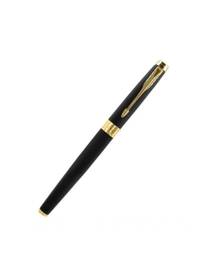Parker Aster Matte Black Gold Trim Rollerball Pen Medium Nib With Notebook