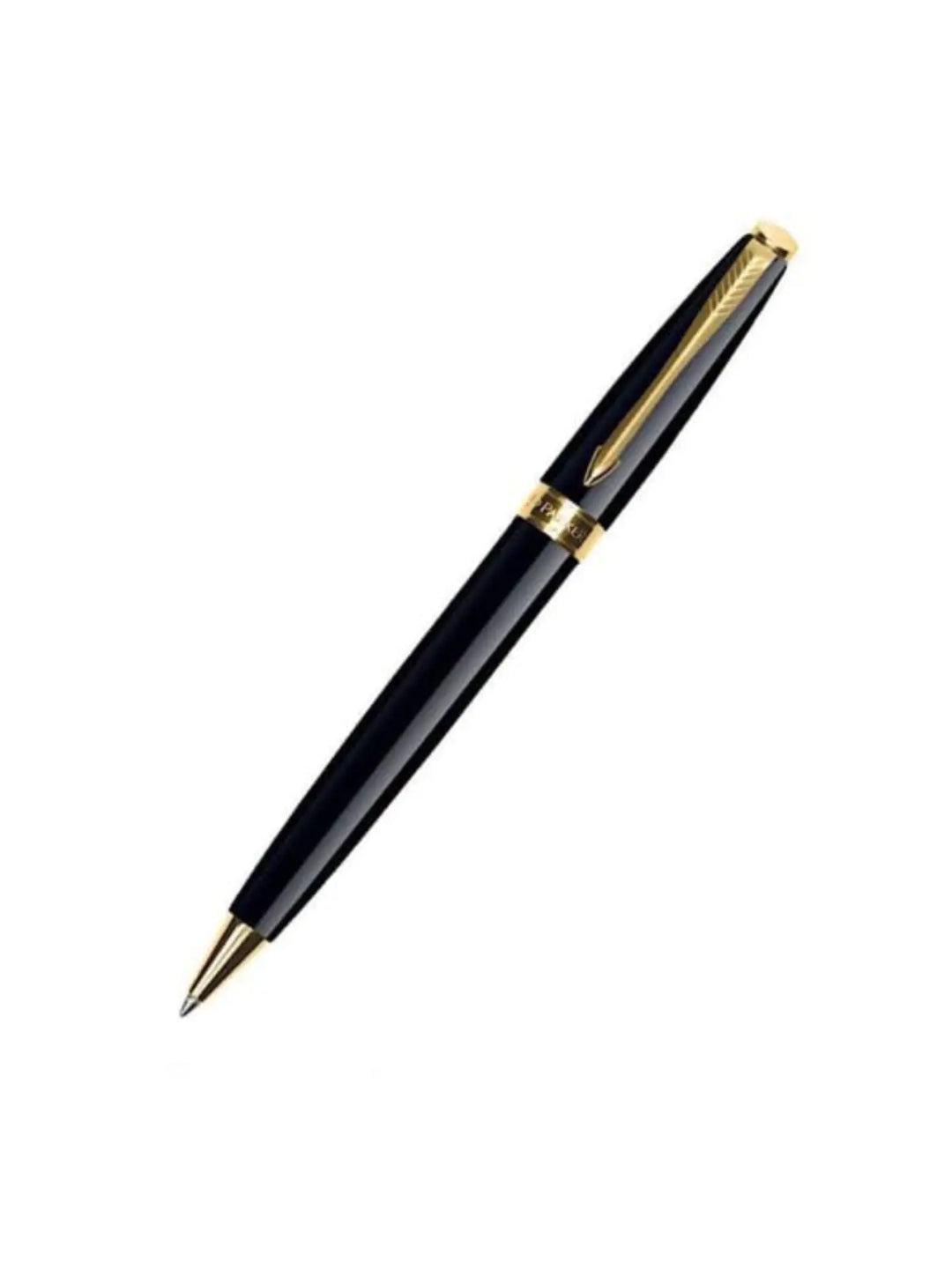 Parker Fusion Black Lacquer Gold Trim Ballpoint Pen  Medium Nib With Notebook